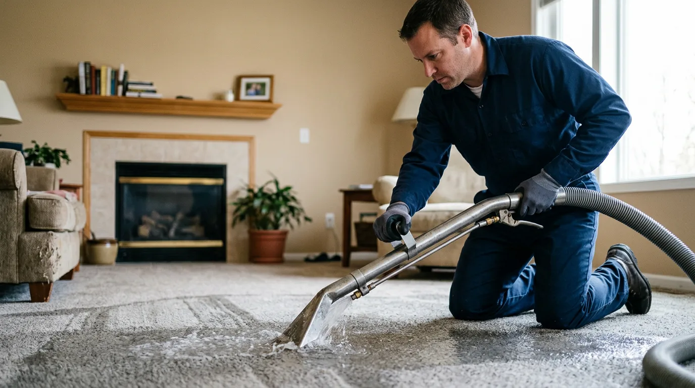 Water damage restoration technician working near York, PA